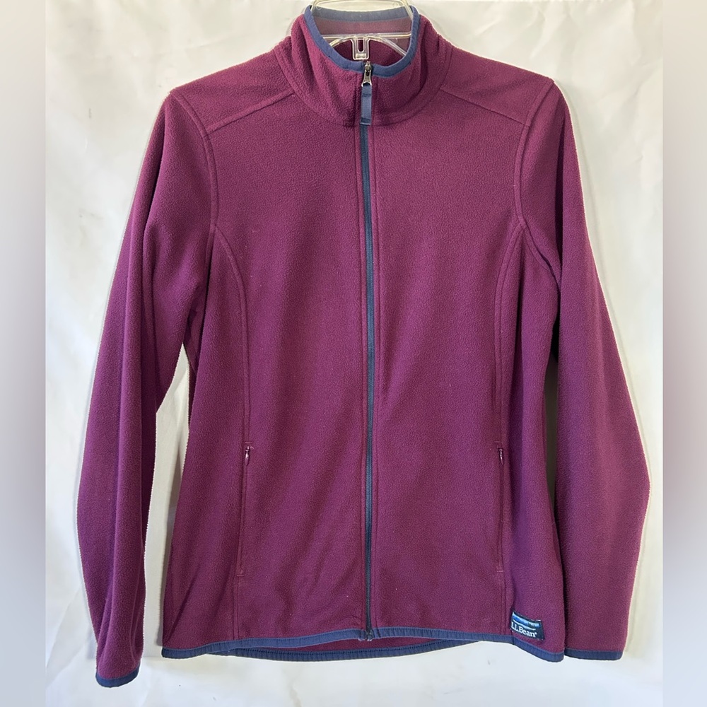 LL BEAN PURPLE PLUM FLEECE JACKET LONG SLEEVE FULL ZIP UP MOCK NECK WOMENS MED